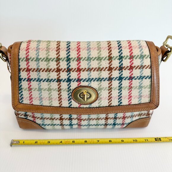 COACH Hamptons Tattersall Turnlock Convertible Bag Wool Y2K - Picture 11 of 14